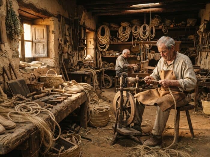 Fibras y herramientas tradicionales relacionadas con la historia del cáñamo