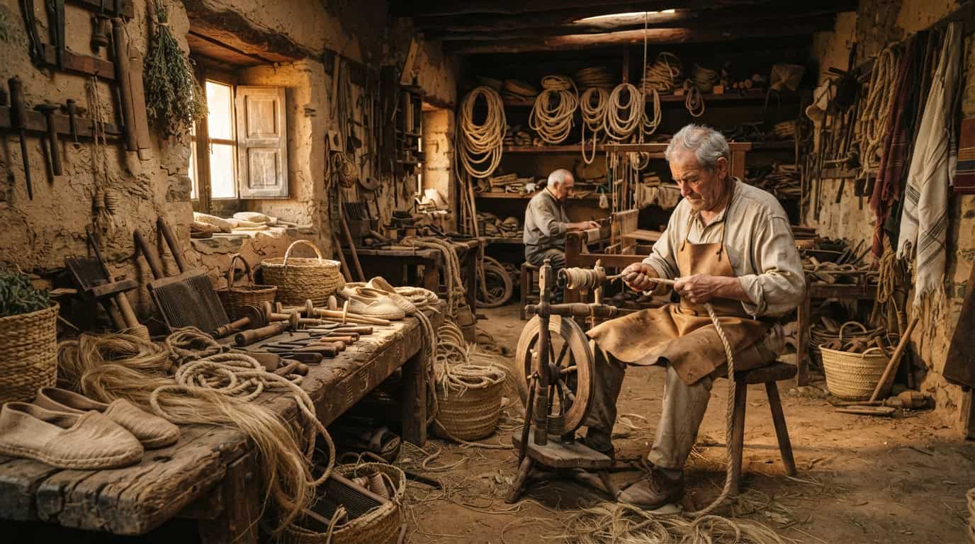 Fibras y herramientas tradicionales relacionadas con la historia del cáñamo