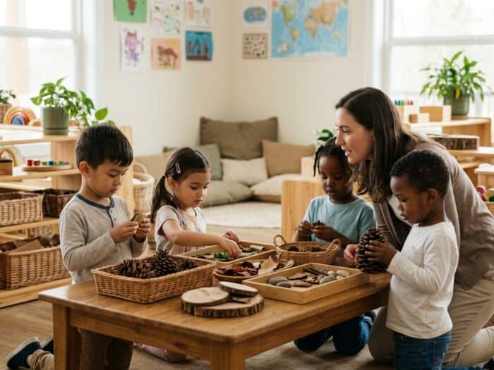 Niños aprendiendo mediante el juego en educación infantil internacional